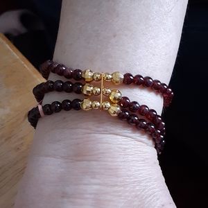 Mozambique Garnet Bead Stretch Bracelet